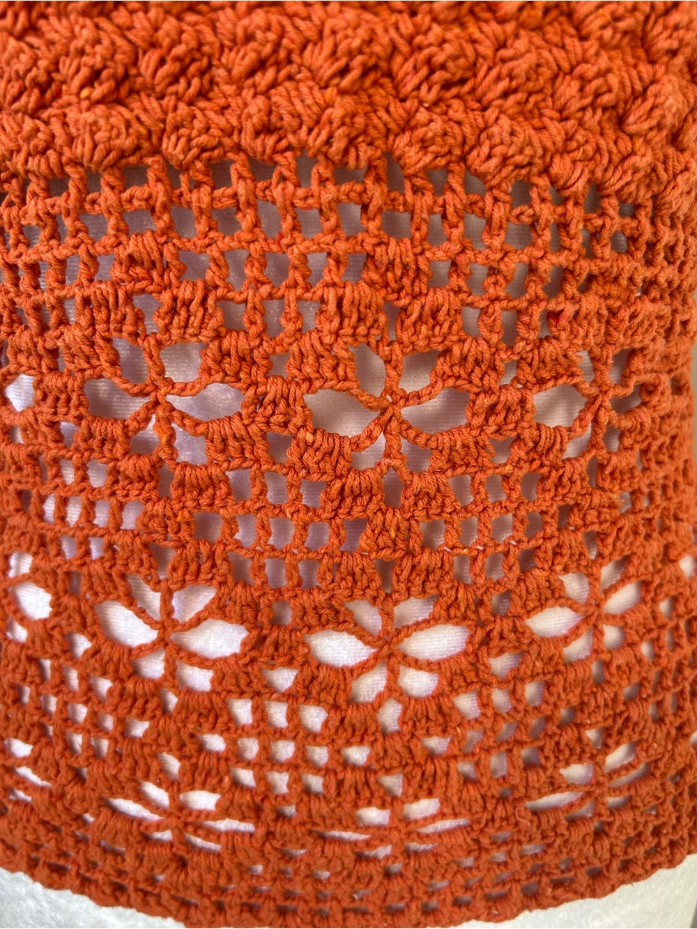 Y2K Burnt Orange Crochet Halter Top Boho Festival - Picture 5 of 8